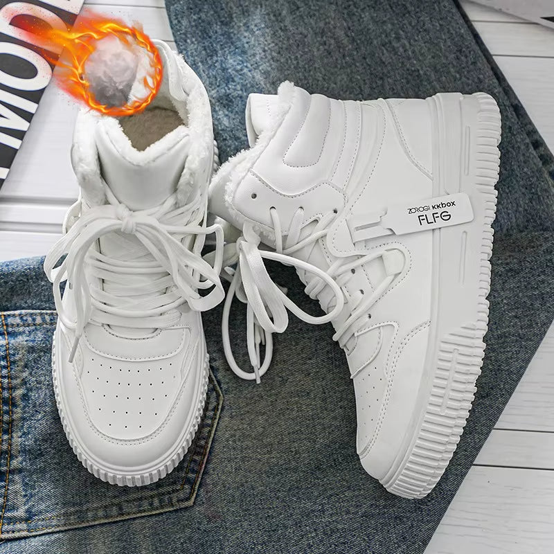 Men'S Sneakers 2025 New Trend Designer Casual Shoes High Top Couple Skateboarding Shoes Thicken Plush Warm Waterproof Snow Boots