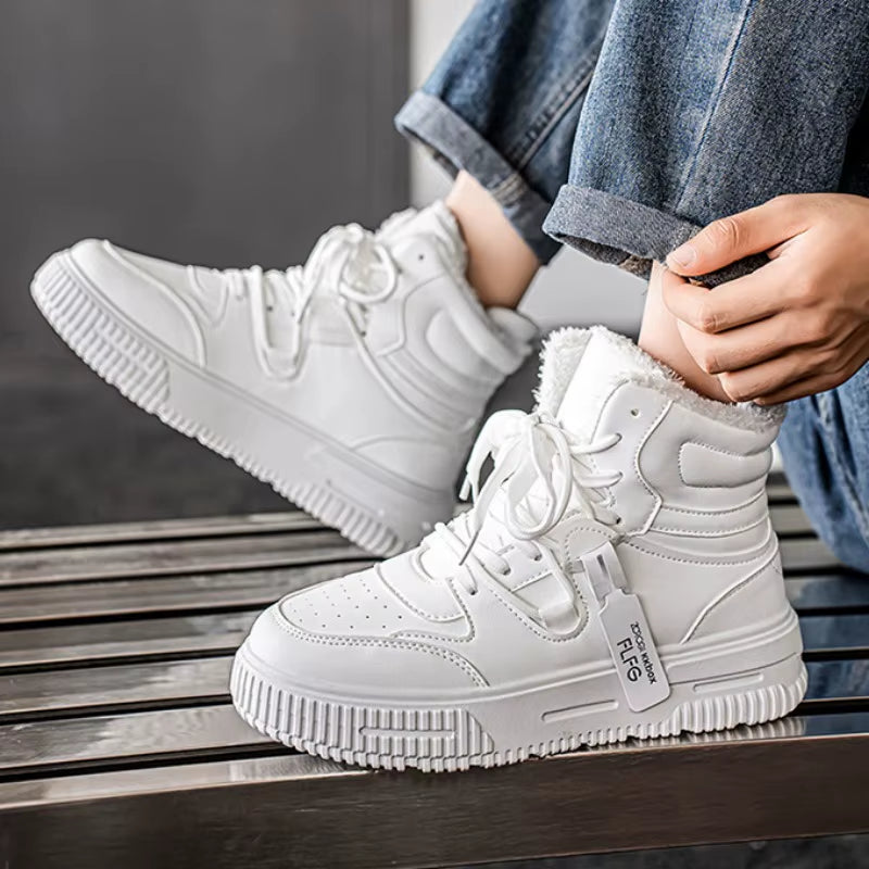 Men'S Sneakers 2025 New Trend Designer Casual Shoes High Top Couple Skateboarding Shoes Thicken Plush Warm Waterproof Snow Boots